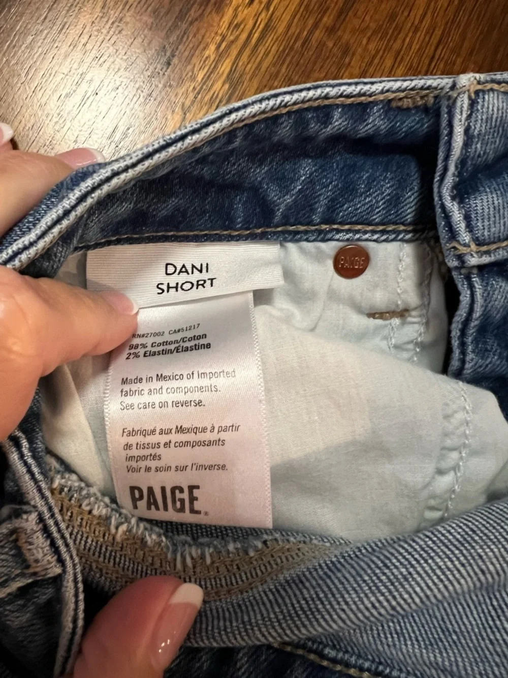 PAIGE Frayed Hem Distressed Denim Shorts - Dani - Picture 6 of 7